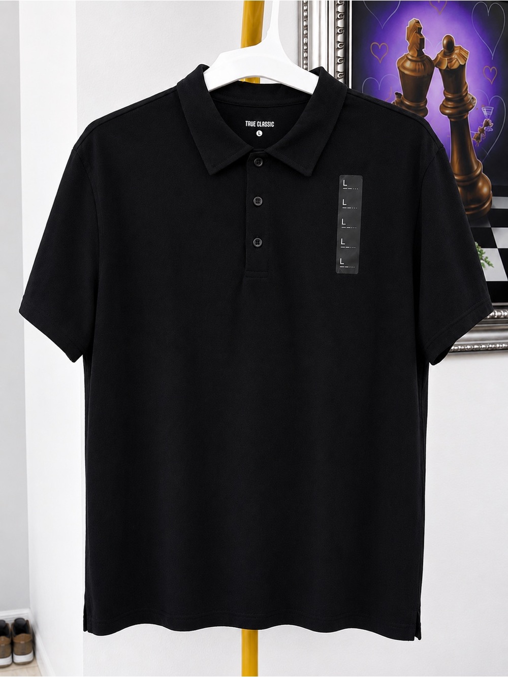 True Classic Men's Black Short-Sleeve Polo